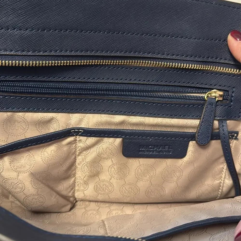 Michael Kors Dark Navy Leather Blue Purse